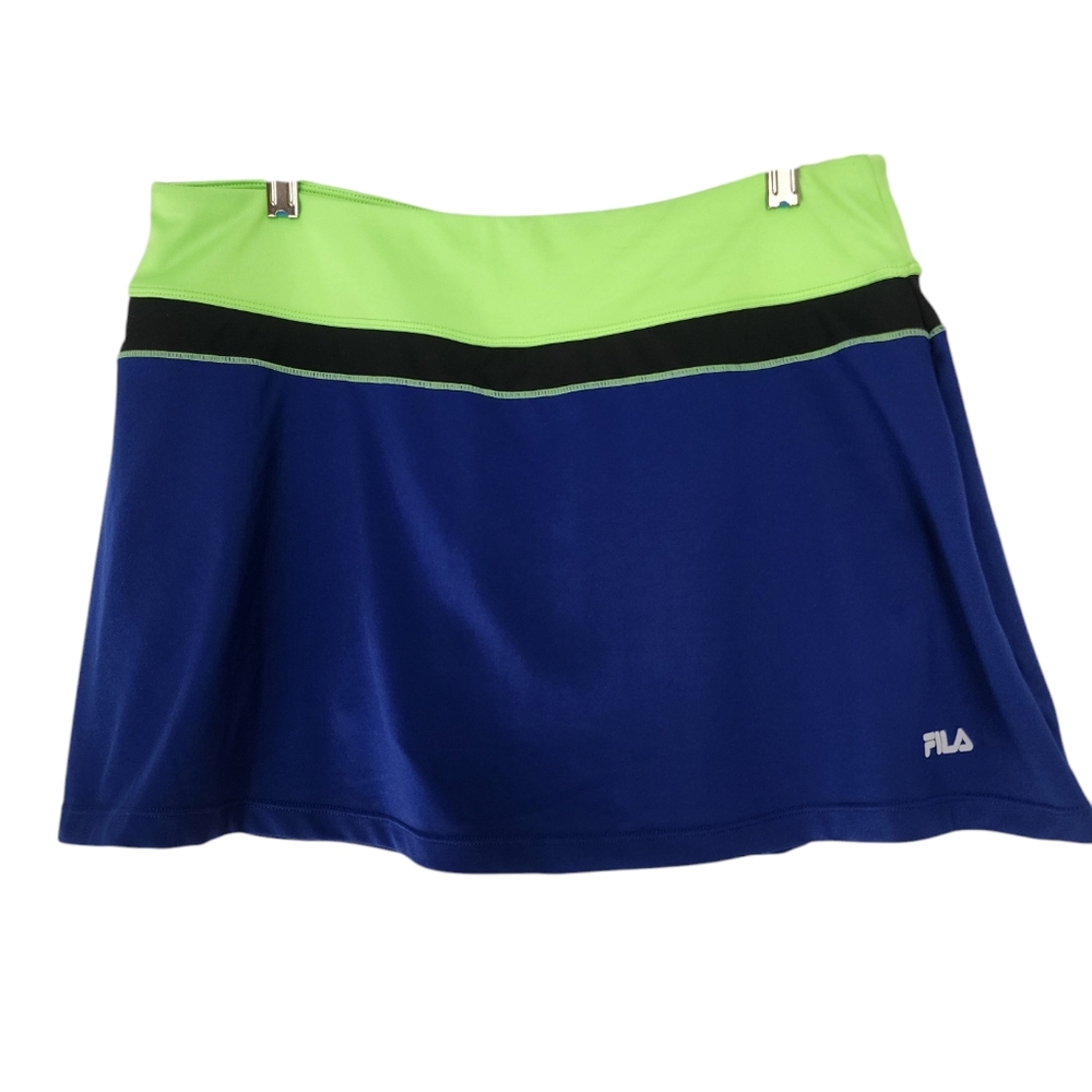 FILA Blue Green SKORT TENNIS GOLF PICKLEBALL ACTIVEWEAR BACK ZIPPER POCKET XL